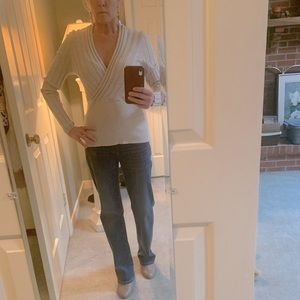 International Concepts fitted ribbed sweater, oatmeal color, size medium